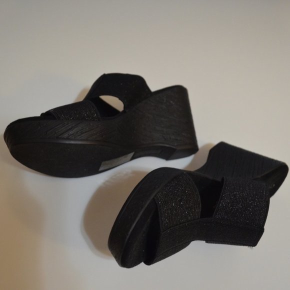 CROFT & Barrow(R) withOrtholite(R) Open Heel 3.5 Black Lurex Elastane Platfrom 6 - Picture 3 of 6